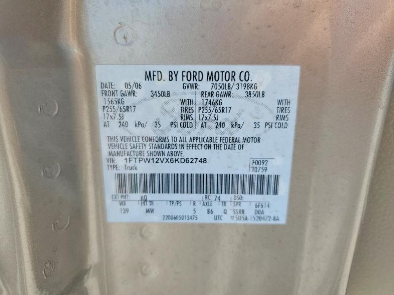Aukcja sprzedaży 2006 Ford F-150, vin: 1FTPW12VX6KD62748, numer aukcji: 56807346