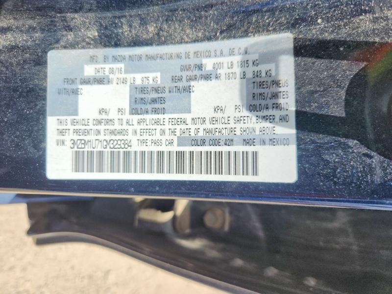 2016 Mazda 3 მანქანა იყიდება აუქციონზე, vin: 3MZBM1U71GM329384, აუქციონის ნომერი: 58519356