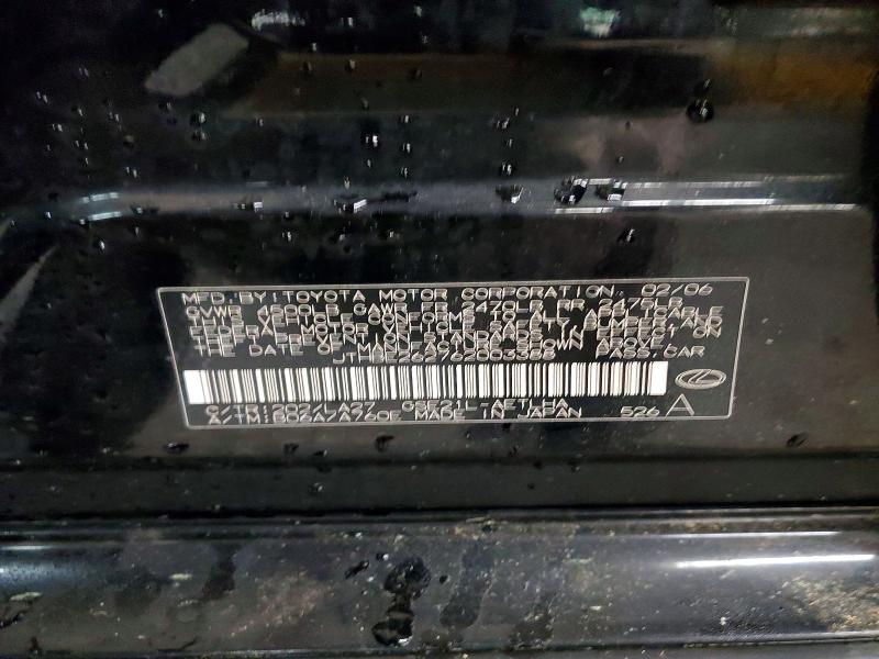 Aukcja sprzedaży 2006 Lexus Is, vin: JTHBE262762003388, numer aukcji: 57734556