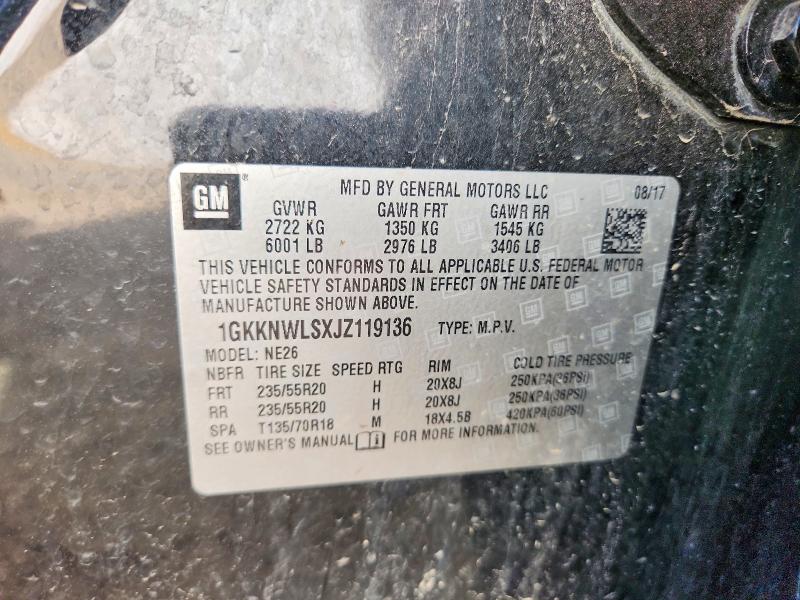 56520556 :رقم المزاد ، 1GKKNWLSXJZ119136 vin ، 2018 Gmc Acadia مزاد بيع