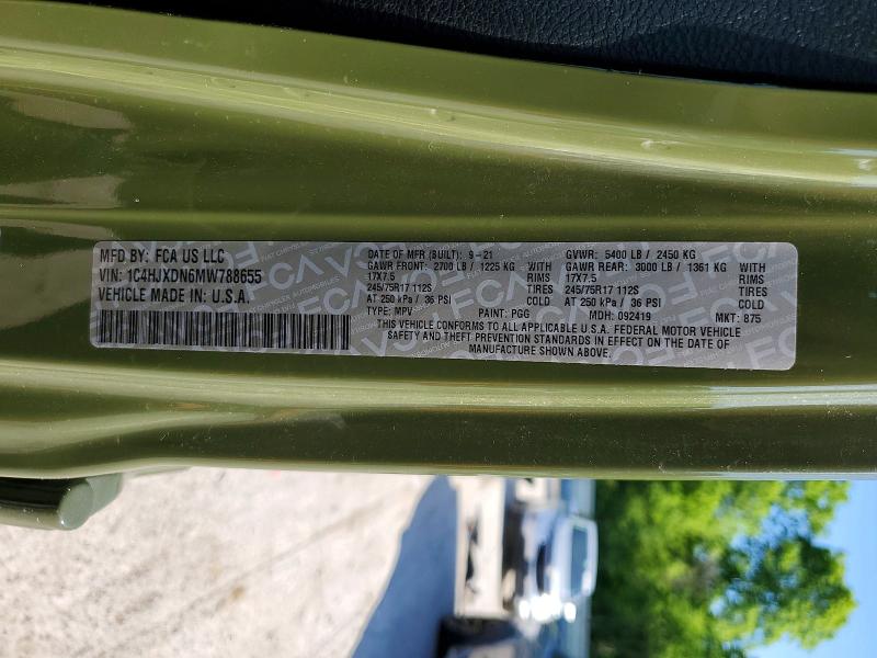 Aukcja sprzedaży 2021 Jeep Wrangler Unlimited, vin: 1C4HJXDN6MW788655, numer aukcji: 55175926