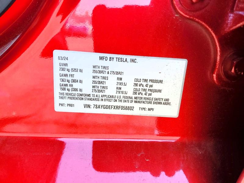 Продаж на аукціоні авто 2024 Tesla Model Y, vin: 7SAYGDEFXRF058802, номер лоту: 56113376