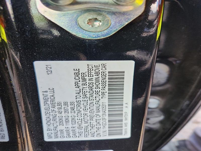 58459946 :رقم المزاد ، 1HGCV3F13NA005311 vin ، 2022 Honda Accord مزاد بيع