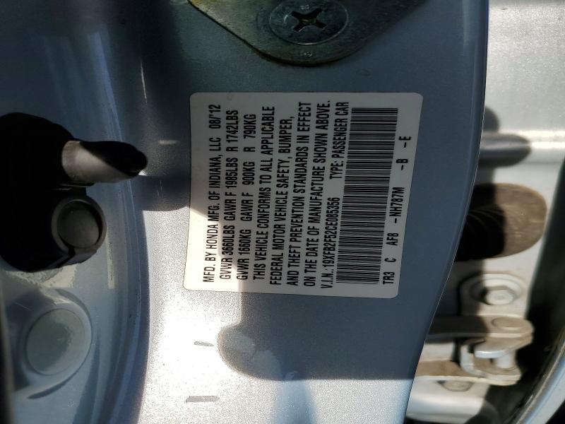 56065426 :رقم المزاد ، 19XFB2F52CE085356 vin ، 2012 Honda Civic مزاد بيع