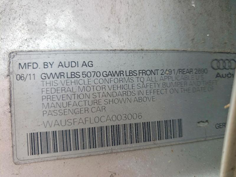 55098316 :رقم المزاد ، WAUSFAFL0CA003006 vin ، 2012 Audi A4 مزاد بيع