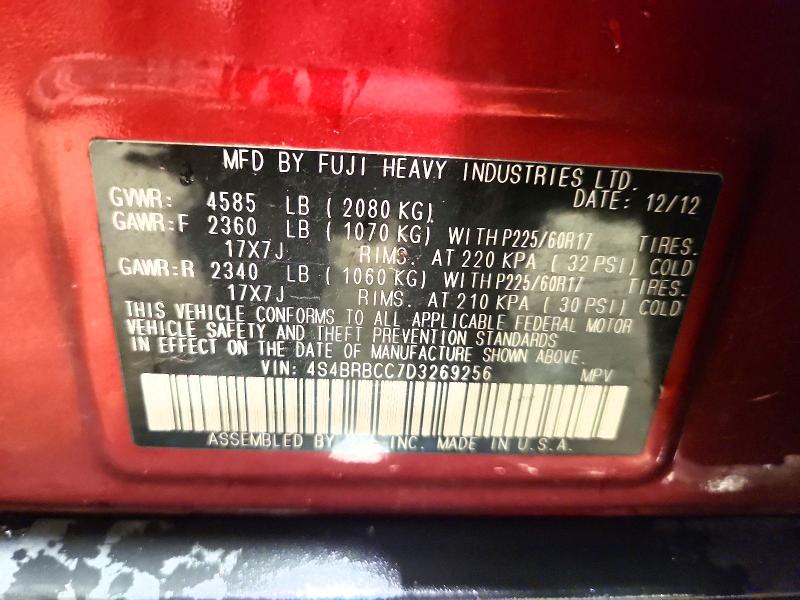 Auction sale of the 2013 Subaru Outback, vin: 4S4BRBCC7D3269256, lot number: 58223856
