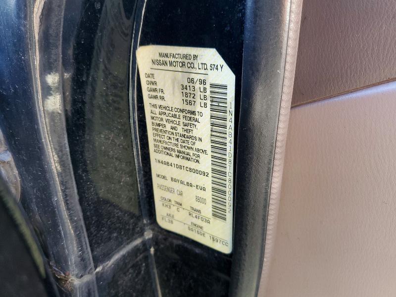 Aukcja sprzedaży 1996 Nissan Sentra, vin: 1N4AB41D8TC800092, numer aukcji: 57406296