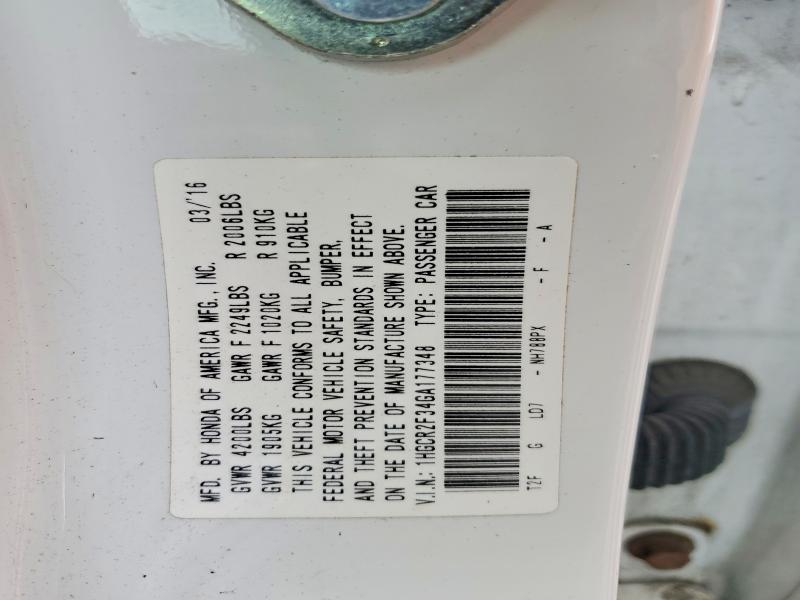 55704506 :رقم المزاد ، 1HGCR2F34GA177348 vin ، 2016 Honda Accord مزاد بيع