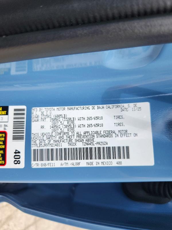 2026 Toyota Tacoma მანქანა იყიდება აუქციონზე, vin: 3TMLB5JN9TM214811, აუქციონის ნომერი: 57213256