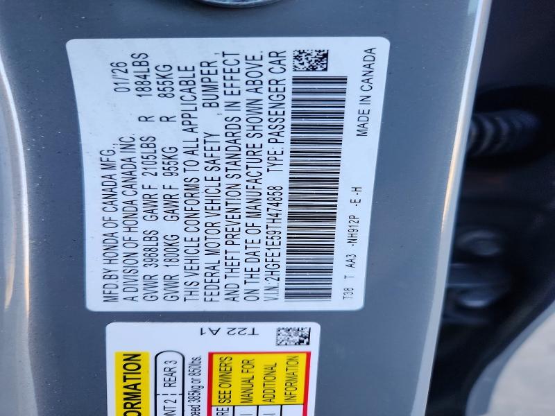 Продаж на аукціоні авто 2026 Honda Civic, vin: 2HGFE1E59TH474858, номер лоту: 56451156