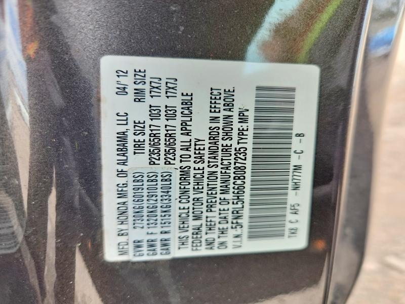 Продаж на аукціоні авто 2012 Honda Odyssey, vin: 5FNRL5H66CB087235, номер лоту: 56933606