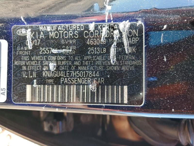 77248935 :رقم المزاد ، KNAGU4LE7H5017844 vin ، 2017 Kia Optima Hybrid مزاد بيع