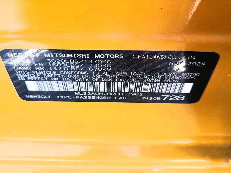 56527096 :رقم المزاد ، ML32AUHJ0RH037982 vin ، 2024 Mitsubishi Mirage مزاد بيع