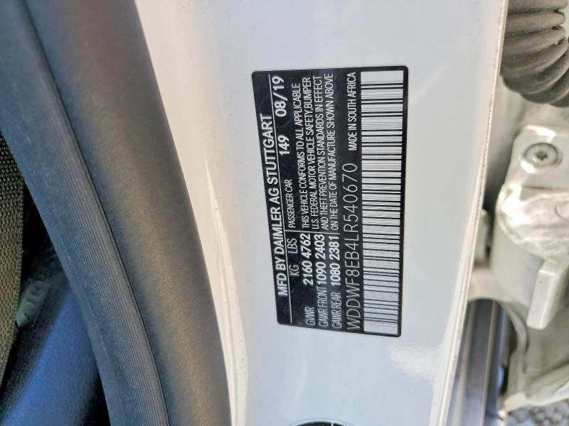 2020 Mercedes-benz C მანქანა იყიდება აუქციონზე, vin: WDDWF8EB4LR540670, აუქციონის ნომერი: 85969065