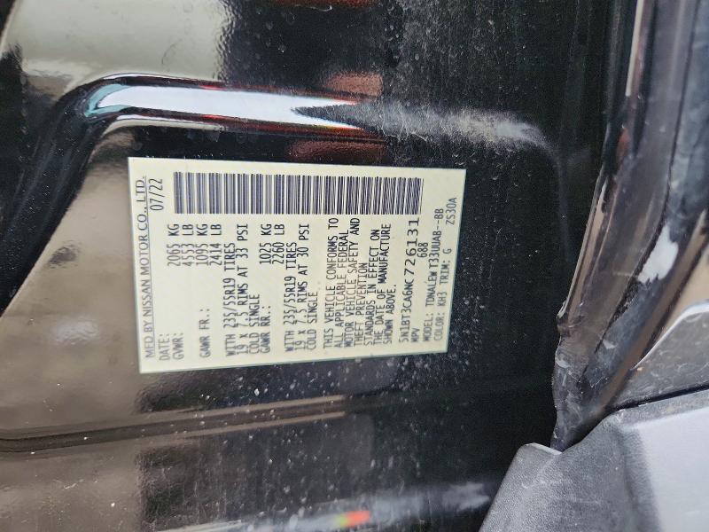 2022 Nissan Rogue მანქანა იყიდება აუქციონზე, vin: 5N1BT3CA6NC726131, აუქციონის ნომერი: 55894166
