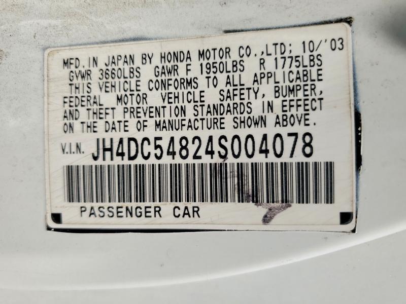Aukcja sprzedaży 2004 Acura Rsx, vin: JH4DC54824S004078, numer aukcji: 57939116