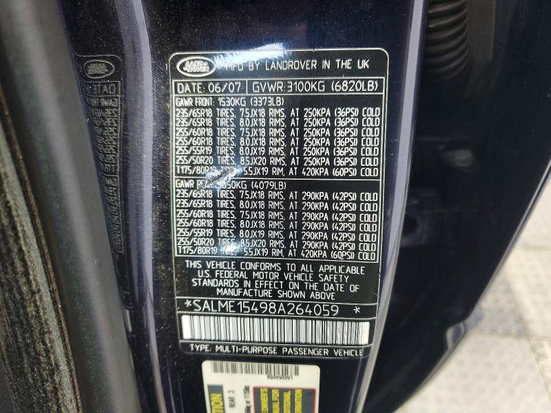 Aukcja sprzedaży 2008 Land Rover Range Rover, vin: SALME15498A264059, numer aukcji: 59020216