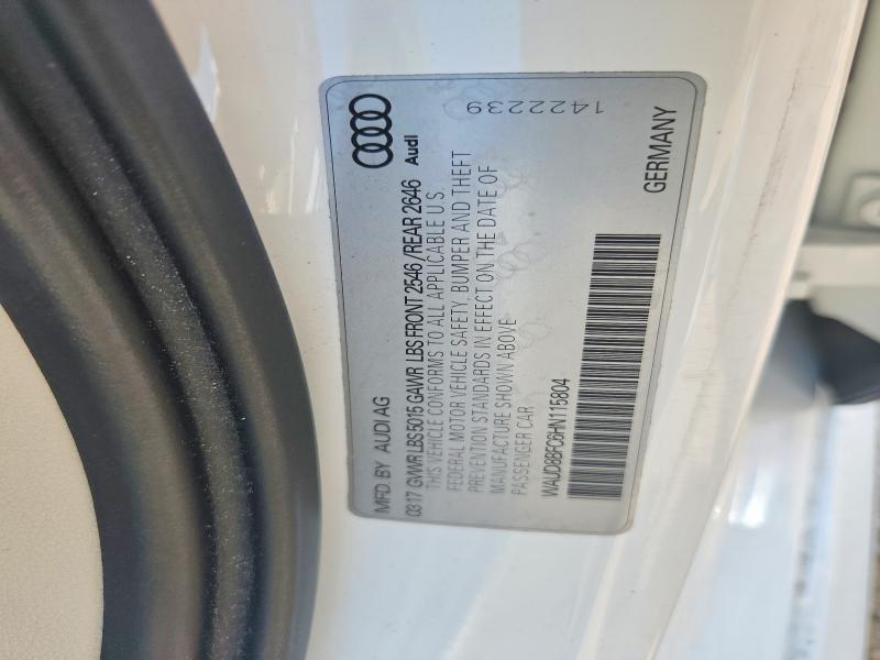2017 Audi A6 მანქანა იყიდება აუქციონზე, vin: WAUD8BFC6HN115804, აუქციონის ნომერი: 57809266