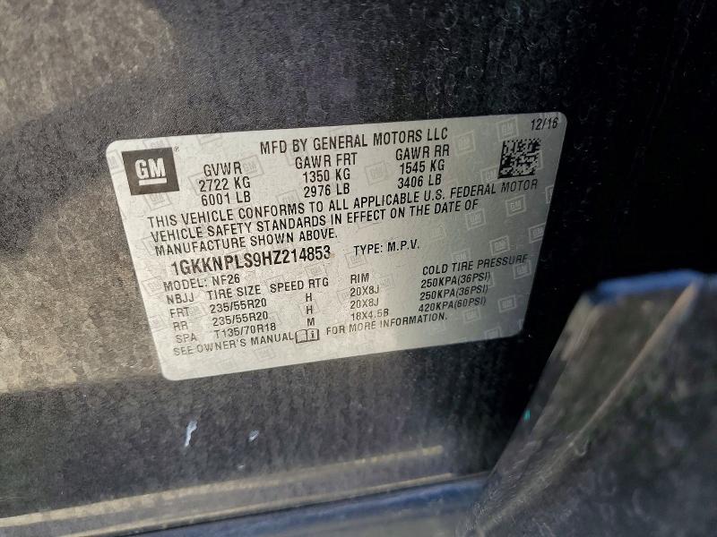 Продажа на аукционе авто 2017 Gmc Acadia, vin: 1GKKNPLS9HZ214853, номер лота: 55725316