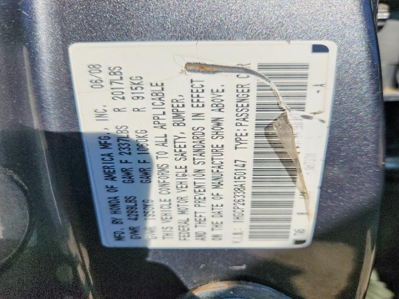 2008 Honda Accord მანქანა იყიდება აუქციონზე, vin: 1HGCP26338A150147, აუქციონის ნომერი: 55943316