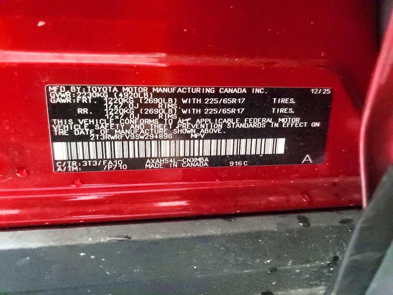 56338736 :رقم المزاد ، 2T3RWRFV9SW294896 vin ، 2025 Toyota Rav4 Hybrid مزاد بيع