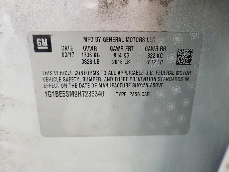 Aukcja sprzedaży 2017 Chevrolet Cruze, vin: 1G1BE5SM9H7235340, numer aukcji: 56987696