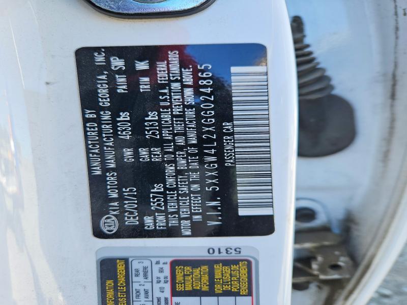 58296806 :رقم المزاد ، 5XXGW4L2XGG024865 vin ، 2016 Kia Optima مزاد بيع