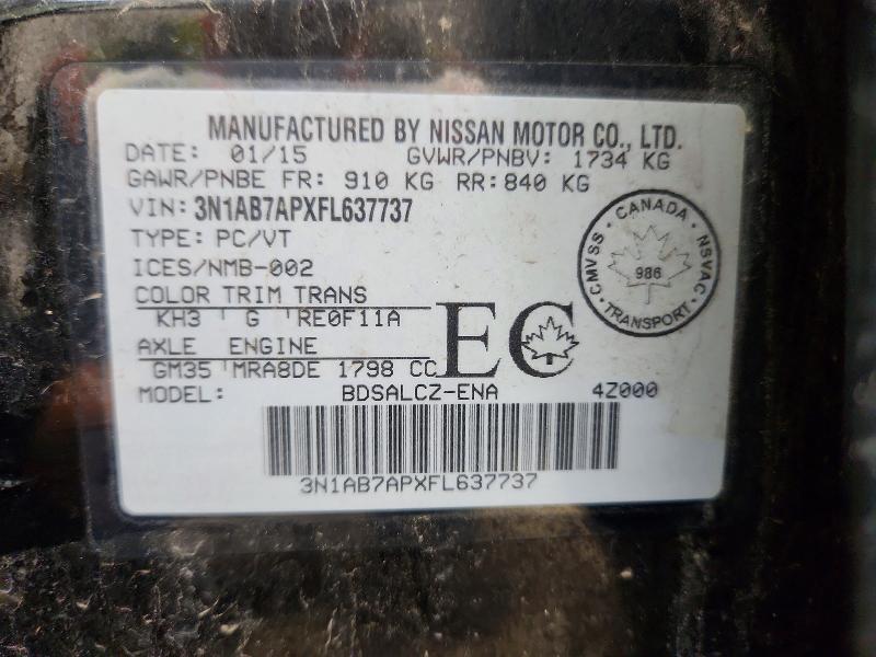 Aukcja sprzedaży 2015 Nissan Sentra, vin: 3N1AB7APXFL637737, numer aukcji: 55608326