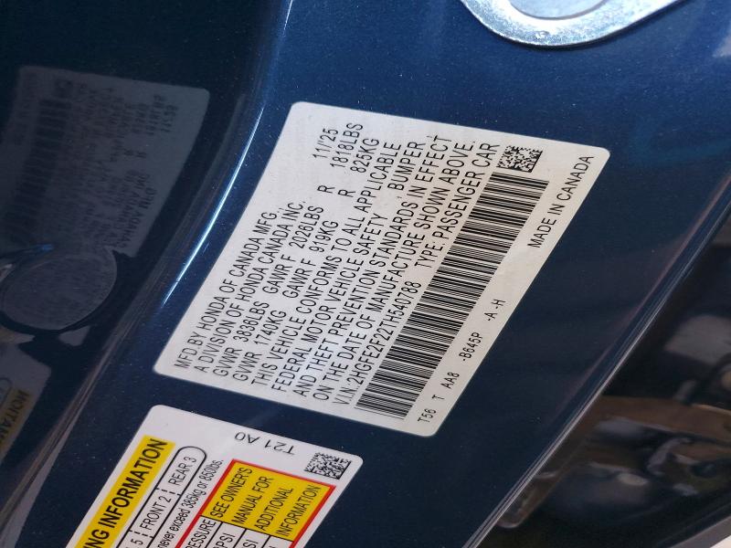2026 Honda Civic მანქანა იყიდება აუქციონზე, vin: 2HGFE2F22TH540788, აუქციონის ნომერი: 55819906