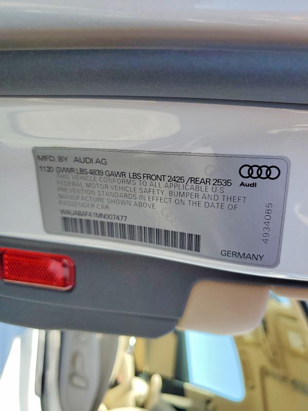 Продажа на аукционе авто 2021 Audi A4, vin: WAUABAF41MN007477, номер лота: 57130836