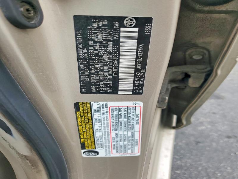 56743396 :رقم المزاد ، 4T1BE32K64U380773 vin ، 2004 Toyota Camry مزاد بيع