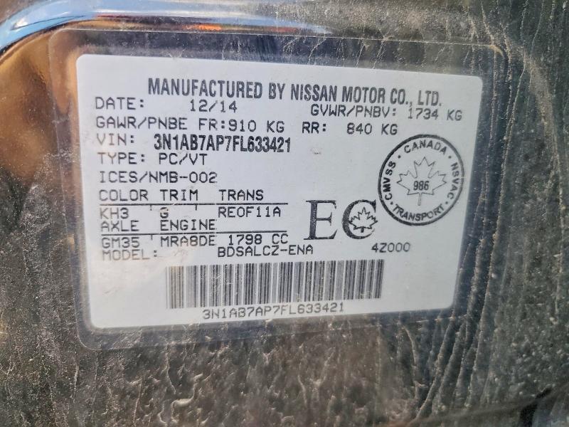 Продажа на аукционе авто 2015 Nissan Sentra, vin: 3N1AB7AP7FL633421, номер лота: 57072976