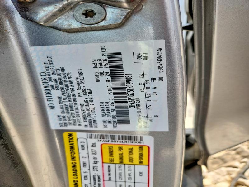2020 Ford Fusion მანქანა იყიდება აუქციონზე, vin: 3FA6P0G75LR199081, აუქციონის ნომერი: 56108216