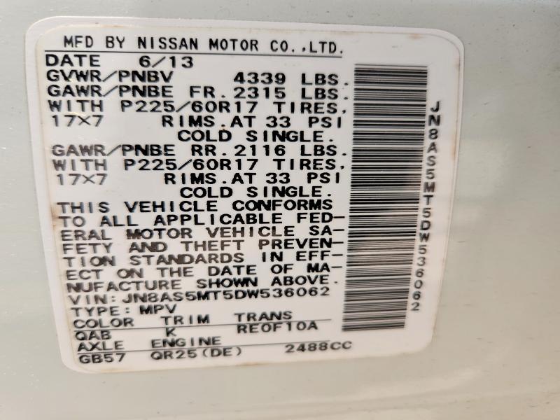 Продажа на аукционе авто 2013 Nissan Rogue, vin: JN8AS5MT5DW536062, номер лота: 55490846