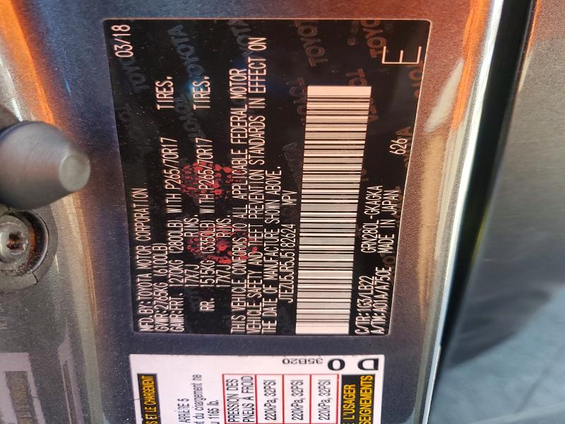 Продажа на аукционе авто 2018 Toyota 4runner, vin: JTEZU5JR5J5182624, номер лота: 58331546