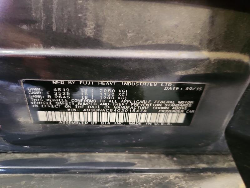 2016 Subaru Legacy მანქანა იყიდება აუქციონზე, vin: 4S3BNAC64G3015478, აუქციონის ნომერი: 58712896