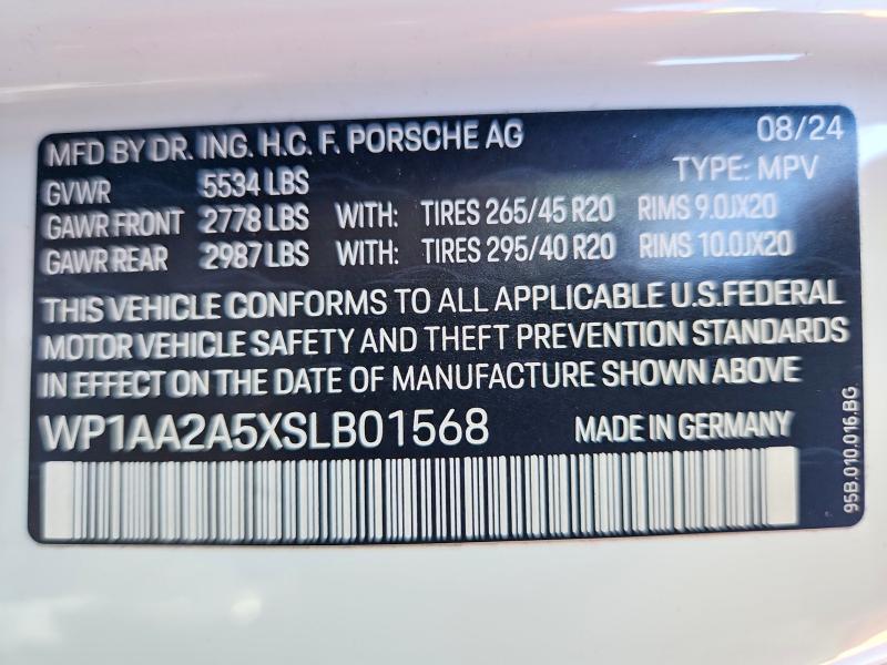 57166826 :رقم المزاد ، WP1AA2A5XSLB01568 vin ، 2025 Porsche Macan مزاد بيع
