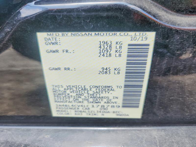 Продаж на аукціоні авто 2020 Nissan Altima, vin: 1N4BL4CV4LC178789, номер лоту: 58070846