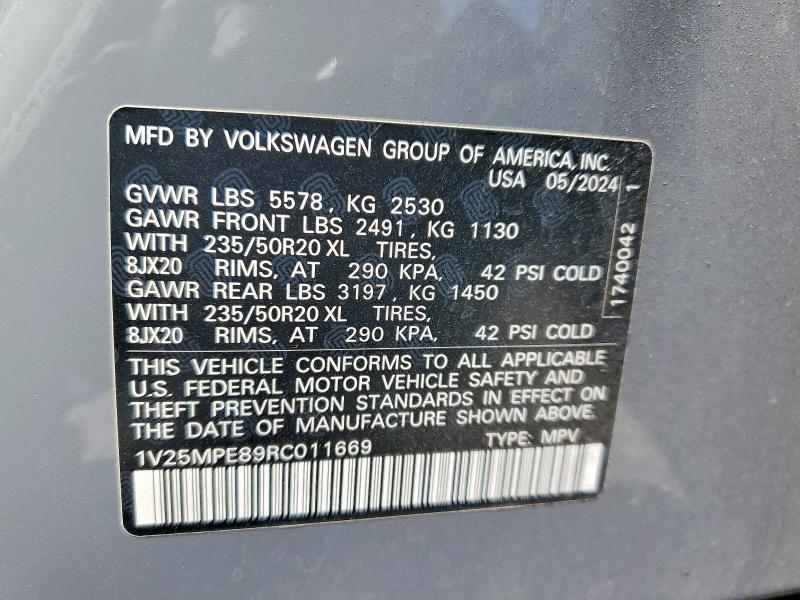 Продаж на аукціоні авто 2024 Volkswagen Id.4, vin: 1V25MPE89RC011669, номер лоту: 58893516