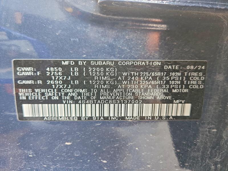 Aukcja sprzedaży 2025 Subaru Outback, vin: 4S4BTADC8S3137002, numer aukcji: 55789996
