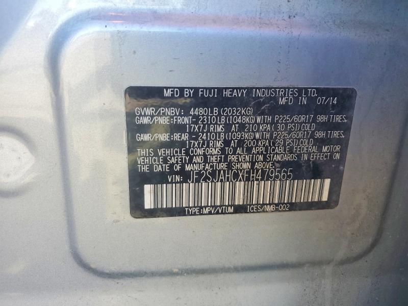 Продаж на аукціоні авто 2015 Subaru Forester, vin: JF2SJAHCXFH479565, номер лоту: 57307596