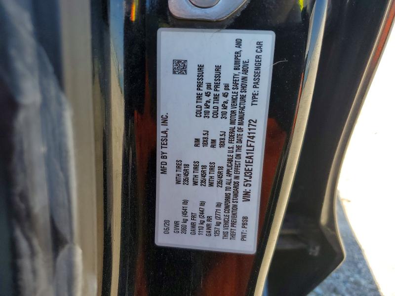 Продажа на аукционе авто 2020 Tesla Model 3, vin: 5YJ3E1EA1LF741172, номер лота: 57727606