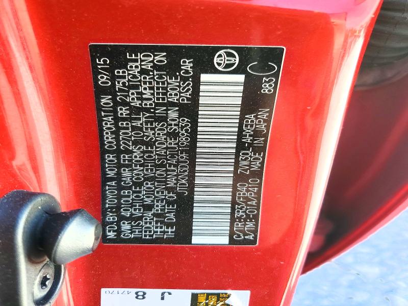 56495856 :رقم المزاد ، JTDKN3DU9F1989539 vin ، 2015 Toyota Prius مزاد بيع