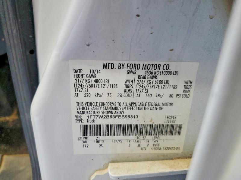 Aukcja sprzedaży 2015 Ford F250, vin: 1FT7W2B63FEB96313, numer aukcji: 55173006