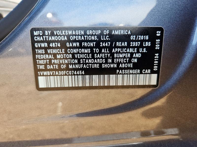 Aukcja sprzedaży 2015 Volkswagen Passat, vin: 1VWBV7A30FC074454, numer aukcji: 55713596