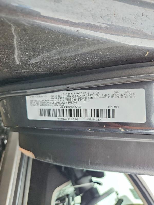 58183936 :رقم المزاد ، 4S4BP61C897342800 vin ، 2009 Subaru Outback مزاد بيع