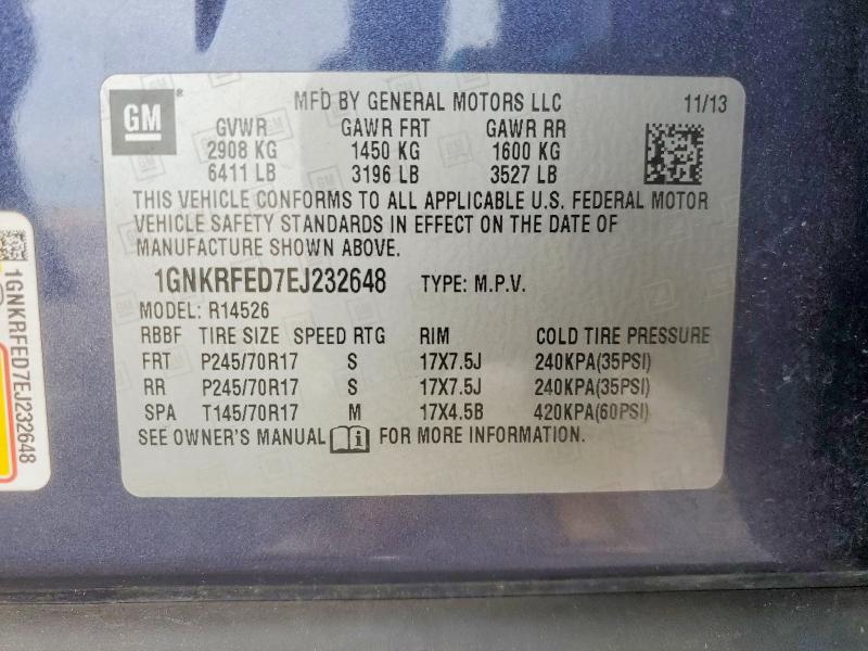 Aukcja sprzedaży 2014 Chevrolet Traverse, vin: 1GNKRFED7EJ232648, numer aukcji: 56817656