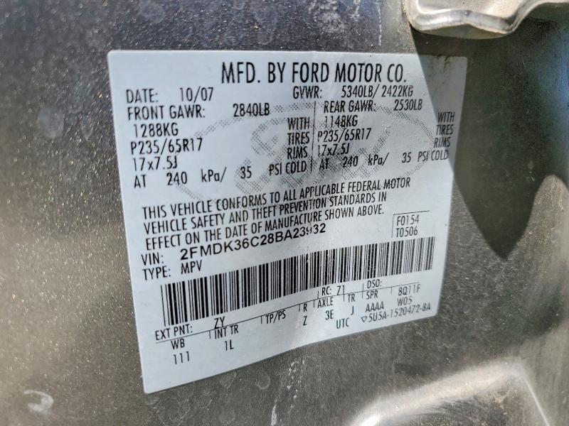 Продажа на аукционе авто 2008 Ford Edge, vin: 2FMDK36C28BA23932, номер лота: 56989056