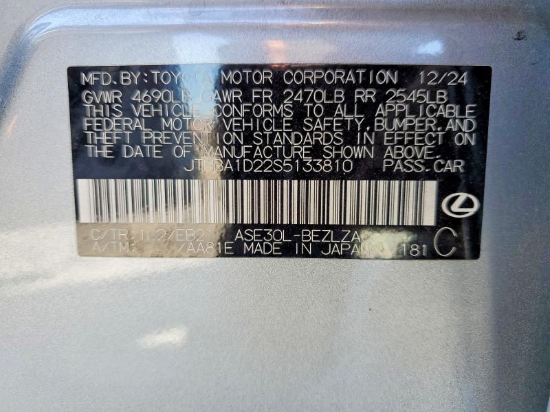 57670766 :رقم المزاد ، JTHBA1D22S5133810 vin ، 2025 Lexus Is 300 مزاد بيع
