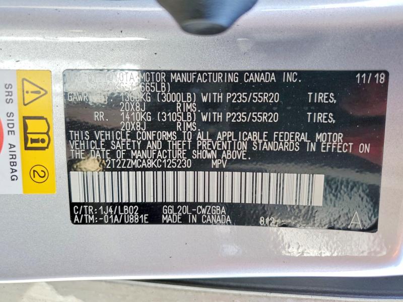 Продажа на аукционе авто 2019 Lexus Rx 350, vin: 2T2ZZMCA8KC125230, номер лота: 57150186